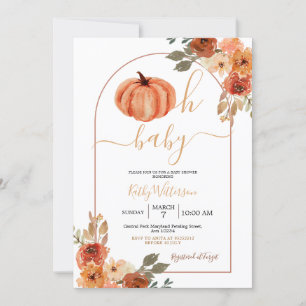 Boho Oh Baby Arch Pumpkin Wildflower Baby Shower Invitation