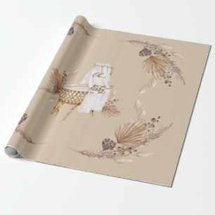 Boho Oh Baby Brown and Tan Bassinet Wrapping Paper