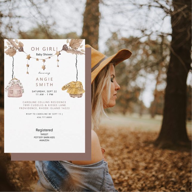 Boho Oh Girl Clothes Baby Shower II Invitation (Creator Uploaded)