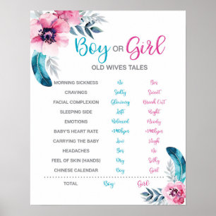 Boho Old Wives Tale Gender Reveal sign