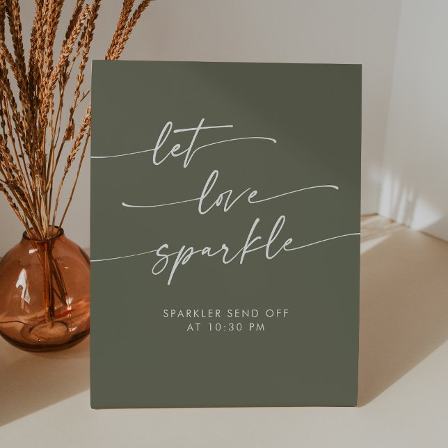 Boho Olive Green Sparkler Send Off Wedding Pedestal Sign (Boho Olive Green Sparkler Send Off Wedding Pedestal Sign)