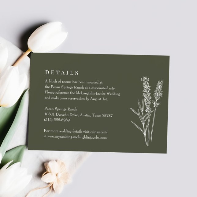 Boho Olive Green Wildflower Wedding Details RSVP Card (Creator Uploaded)