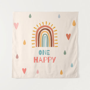 Boho One first Birthday Rainbow Tapestry
