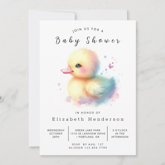 Boho Online Duck Baby Shower Invitation (Front)