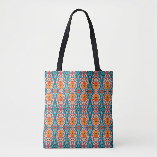 Boho Orange and turquoise Tribal Inspired  Tote Bag (Front)