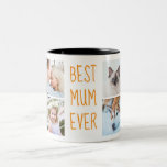 Boho Orange | Best Mum Ever Custom Photo Mug<br><div class="desc">Boho orange | Give it as gift to your mum! Photo Grid Handwritten Text Two-Tone Coffee Mug
Best Mum Ever Custom Photo Mug</div>