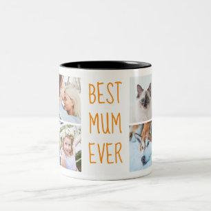 Boho Orange   Best Mum Ever Custom Photo Mug