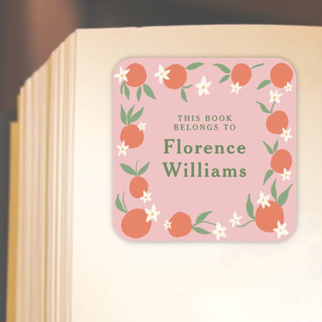 Boho Orange Blossom bookplate sticker  (Creator Uploaded)