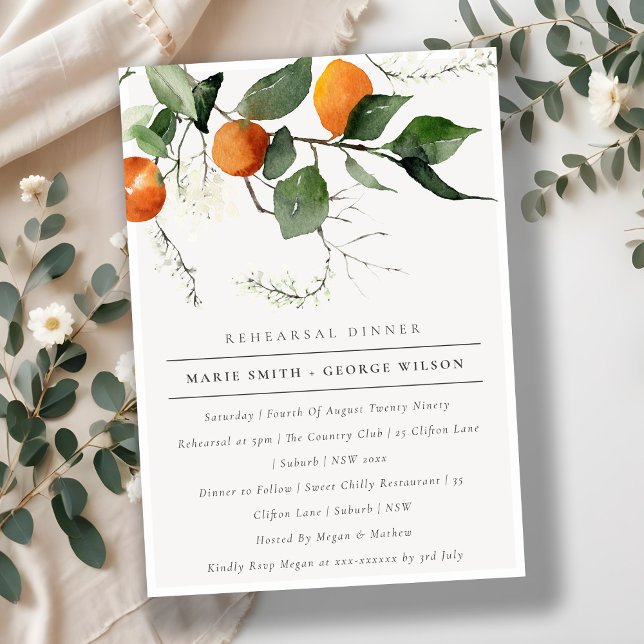 Boho Orange Blossom Fauna Rehearsal Dinner Invite (Creator Uploaded)