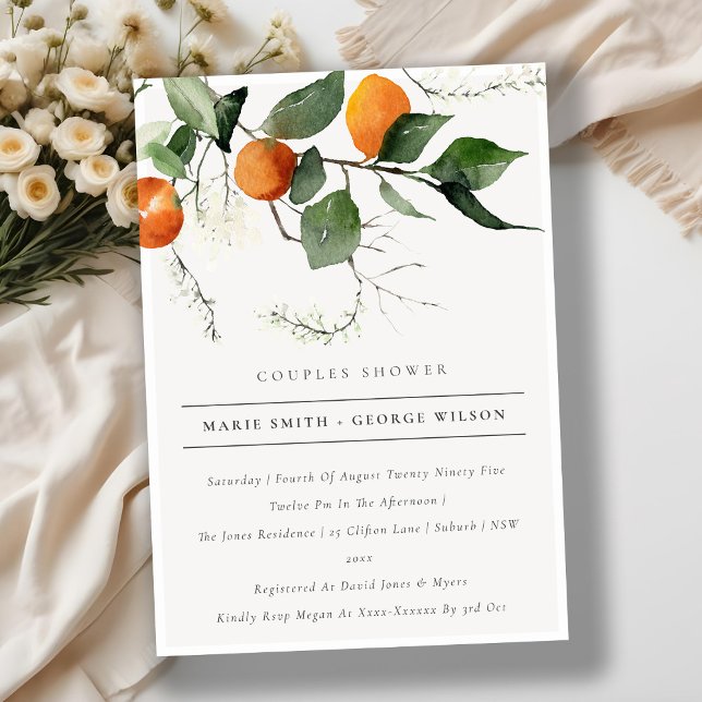 Boho Orange Blossom Foliage Couples Shower Invite (Creator Uploaded)