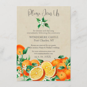 Boho Orange Blossom QR Code Wedding Enclosure Card