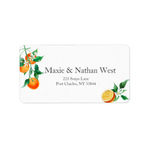 Boho Orange Blossom Wedding Label
