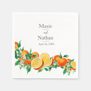 Boho Orange Blossom Wedding Napkin