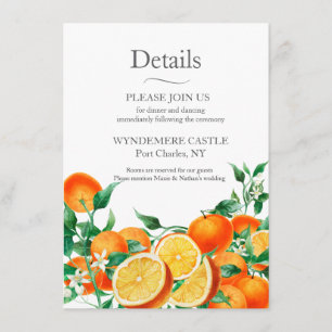 Boho Orange Blossom Wedding QR Code Enclosure Card