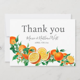 Boho Orange Blossom Wedding Thank You Card