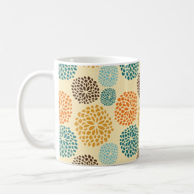 Boho Orange Brown Retro Polka Dots Colourful Coffee Mug (Left)