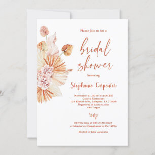 Boho Orange Burnt terracotta Bridal Shower Invitation