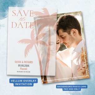 Boho Orange Palm Tree Save The Date Vellum Invitations