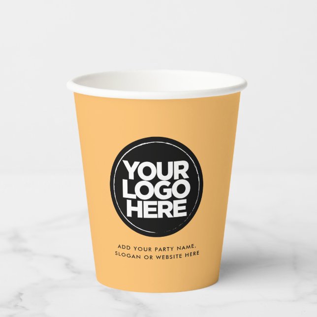 Boho Orange | Personalised Logo and Text Paper Cups (Front)
