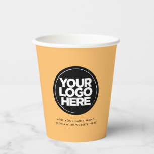 Boho Orange Personalized Logo and Text Paper Cups