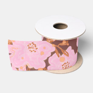 Boho Orange Rust All Occasion Floral Satin Ribbon