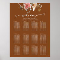 Boho Orange Rust Fall Wedding Seating Chart