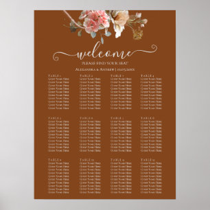 Boho Orange Rust Fall Wedding Seating Chart