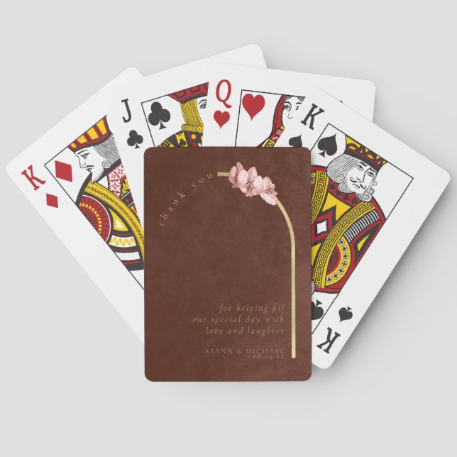Boho Orchid Arch Wedding Thank You ID959 Playing Cards (Back)