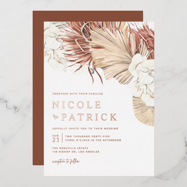 Boho Orchids and Dried Palm Leaves Wedding (Front/Back)