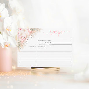 Boho Orchids Pampas Floral Bridal Shower RECIPE Enclosure Card