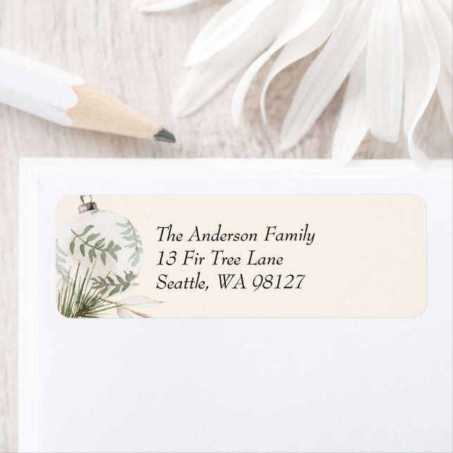 Boho Ornament Holiday Return Address Label (Insitu)