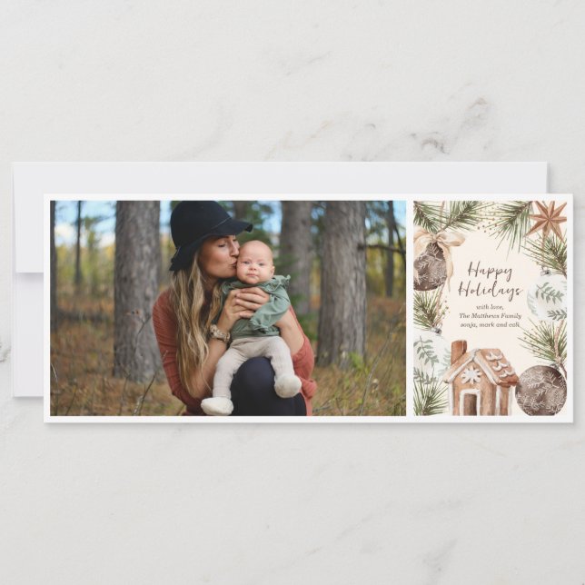 Boho Ornament Surround Flat Holiday Card (Front)