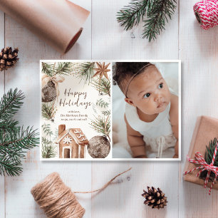 Boho Ornament Surround Flat Holiday Card