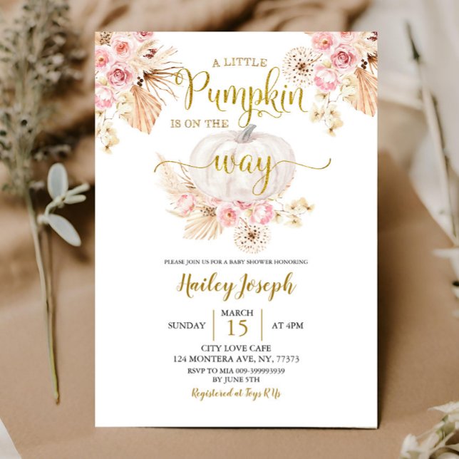 Boho Our Little Pumpkin Baby shower Invitation (Creator Uploaded)