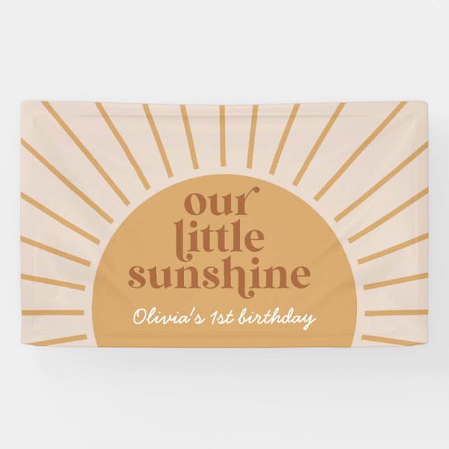 Boho Our Little Sunshine 1st birthday Banner (Horizontal)