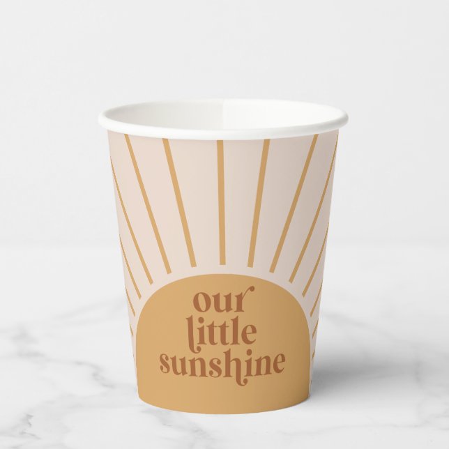Boho Our Little Sunshine birthday Paper Cups (Left)