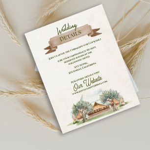 Boho Outdoor Rustic Tent Camp Wedding Details Enclosure Card
