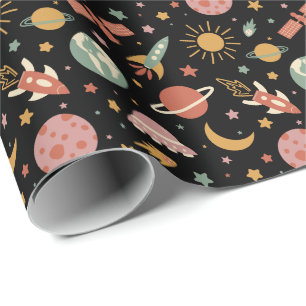 Boho Outer Space Pattern Wrapping Paper
