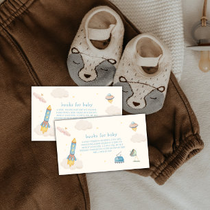 Boho Outer Space Rocket Boy Books For Baby Shower Enclosure Card