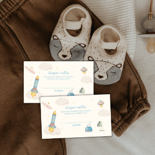 Boho Outer Space Rocket Diaper Raffle Baby Shower Enclosure Card