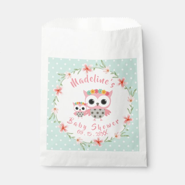 Boho Owl Baby Shower Favour Bag (Front)