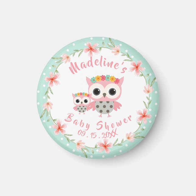 Boho Owl Baby Shower Magnet (Front)