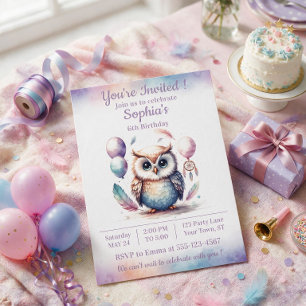 Boho Owl Birthday Invitation — Cute Woodland Kids 