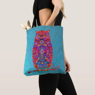 Boho Owl Tote: Vibrant Art - Everyday Style Tote Bag