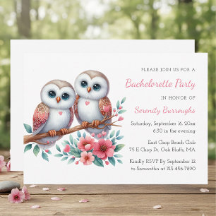 Boho Owl Woodland Rustic Bachelorette Party Invitation