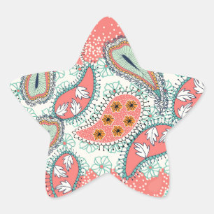 Boho Paisley Border Star Sticker