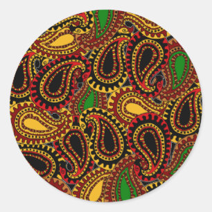 Boho Paisley Classic Round Sticker