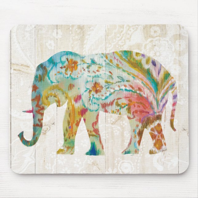Boho Paisley Elephant II Mouse Pad (Front)