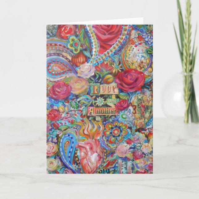 Boho Paisley Love Greeting Card (Front)