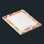 Boho Paisley Personalised Notepad<br><div class="desc">A notepad featuring a background of pink,  orange,  yellow,  burgundy,  and green paisley. Personalise with your name in pink.</div>